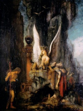Oedipus the Wayfarer Symbolism biblical mythological Gustave Moreau Oil Paintings